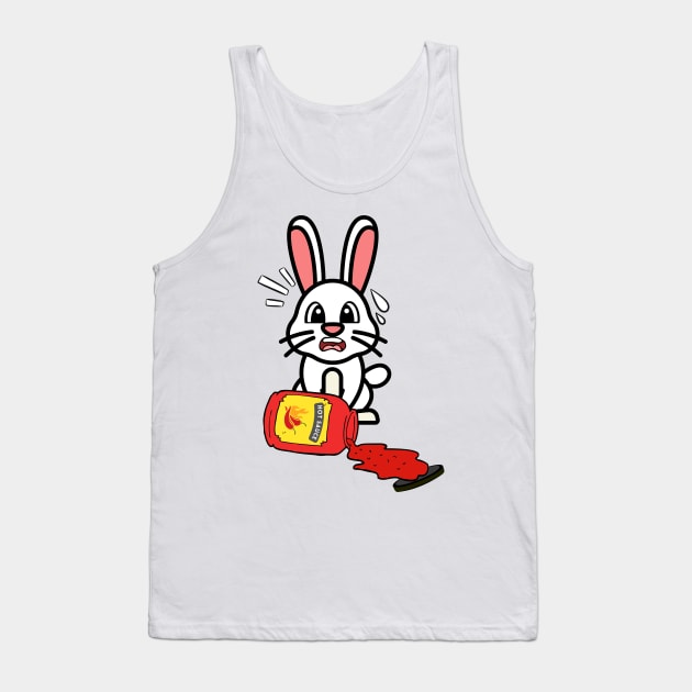 Cute Bunny Spills Hot Sauce Tabasco Tank Top by Pet Station